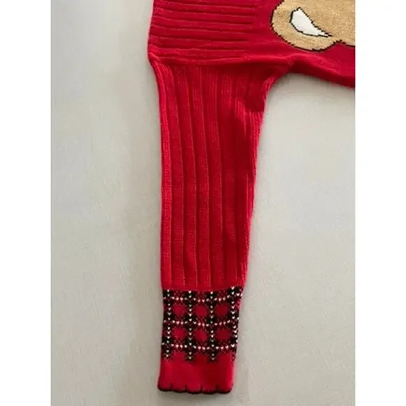 Arielle Sz S Vintage Teddy Bear Sweater Red Holiday Christmas Ugly 90's Kidcore - Picture 7 of 12